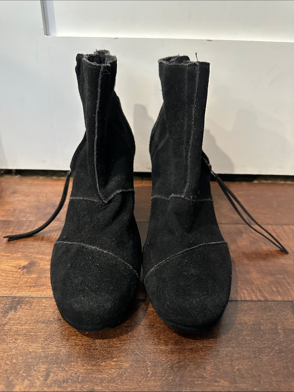 Toms Black Suede Short Zip Ankle Boots